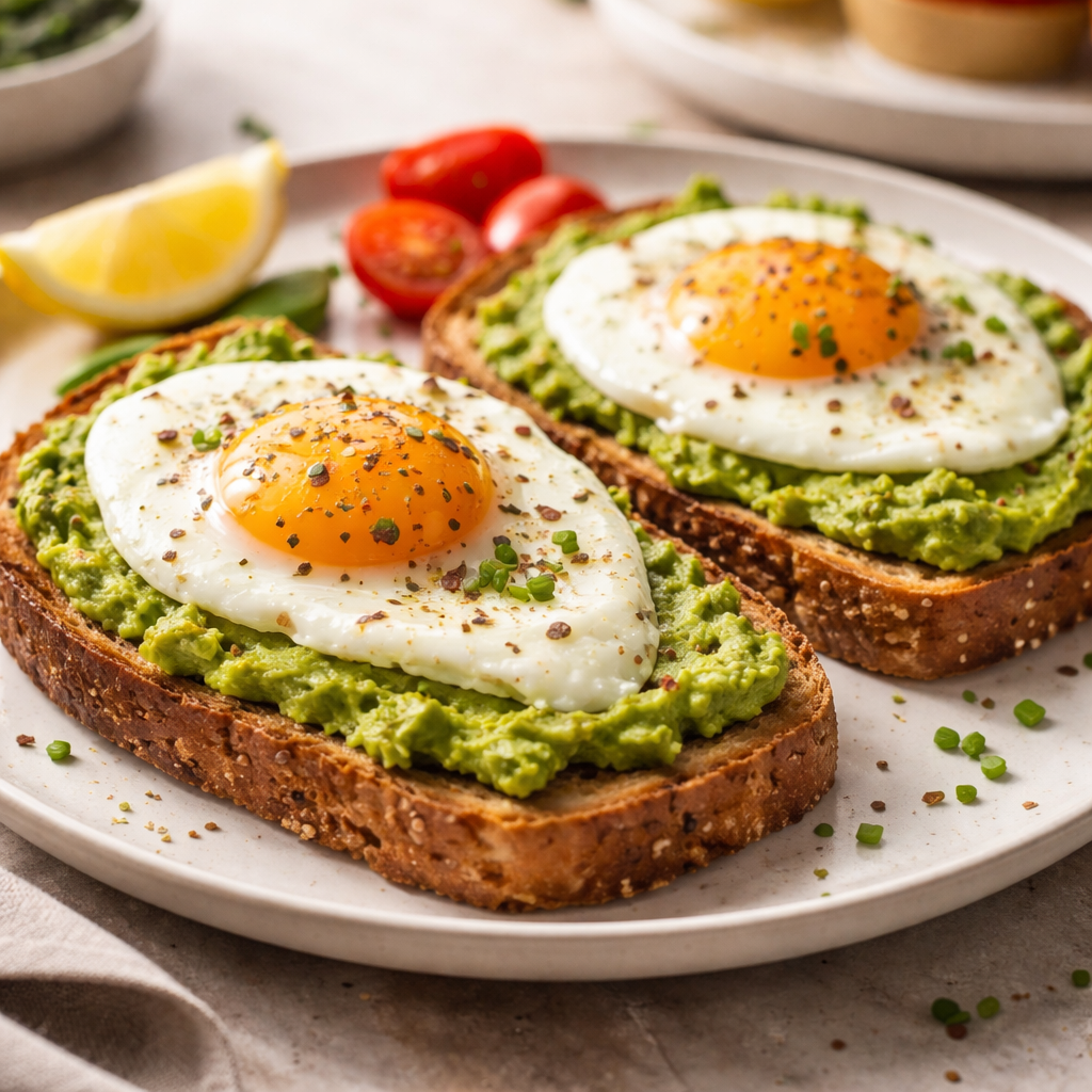 simple avocado toast with egg