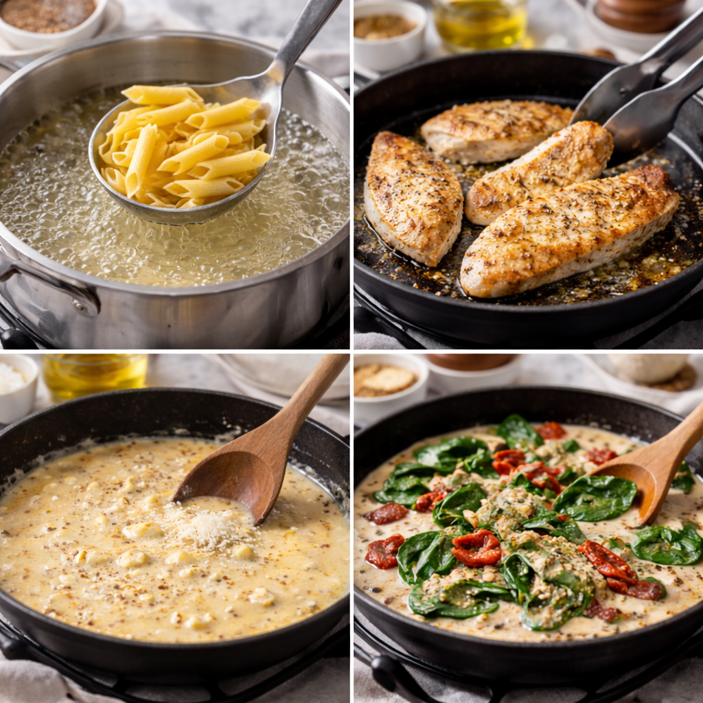 creamy tuscan chicken pasta