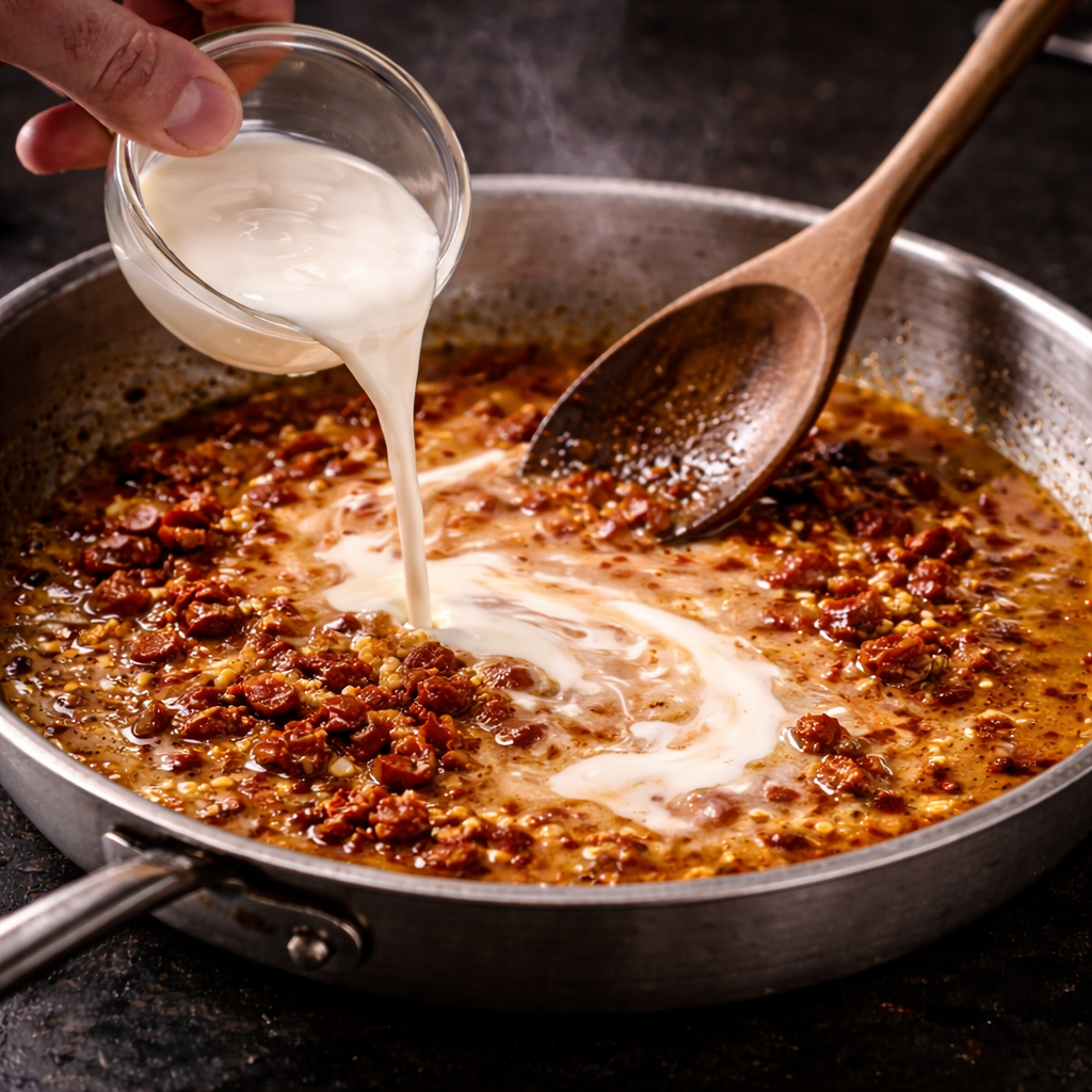 Add cream and simmer